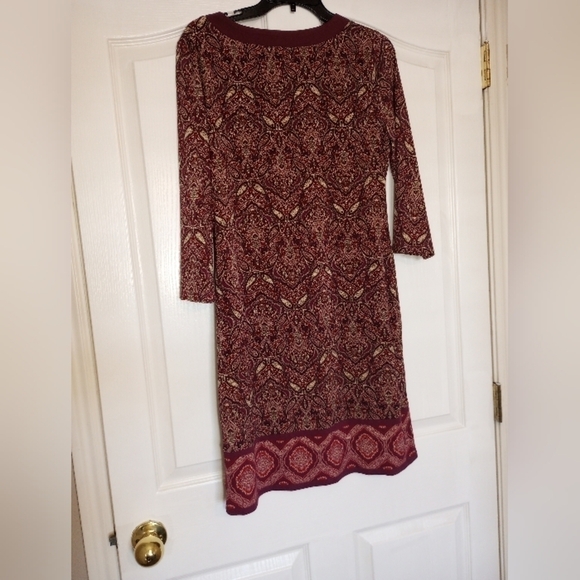 Magnolia Grace Women's Dress Sz S Zuri Embroidered Knit Burgundy Paisley Soft - Picture 4 of 7
